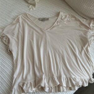 LOFT Women's Soft Beige Ruffle Top